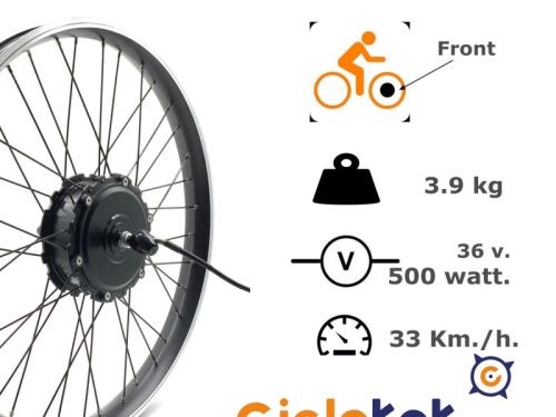 Motor BPM delantero 500 vatios 20”, 25 km/h especial cargo Ciclotek