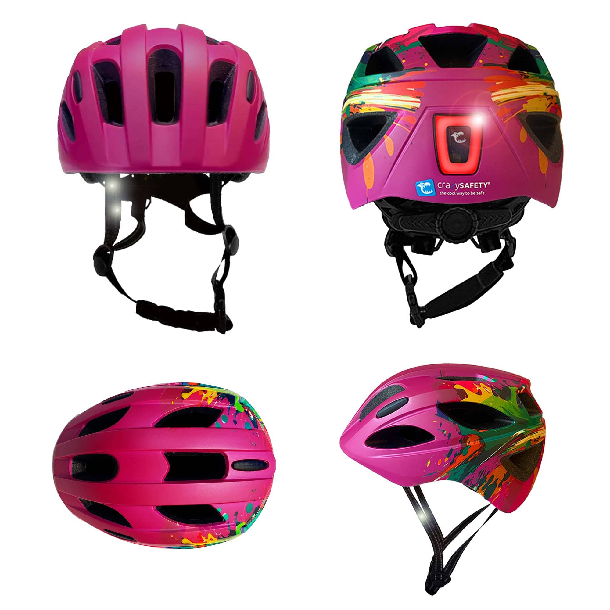 Casco De Bicicleta Cool Splash Rosa Crazy Safety - vista 2
